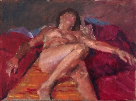 "Nude on Red Sheet"